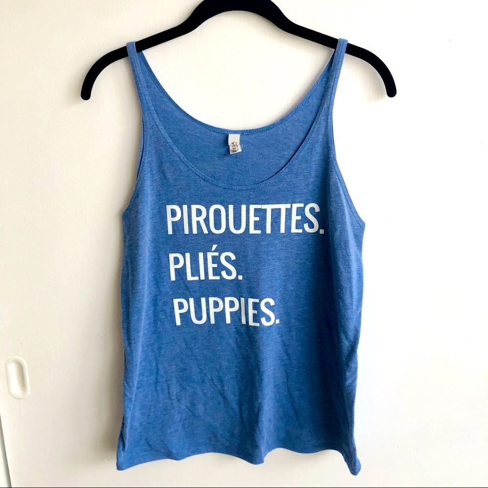 Dancers & Dogs Pirouettes Plies Puppies Light Blue Tank Top